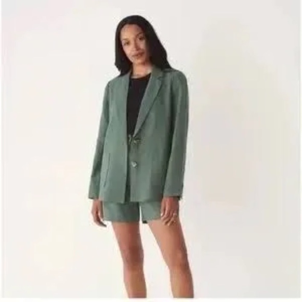 Frank and Oak linen tencel green relaxed blazer